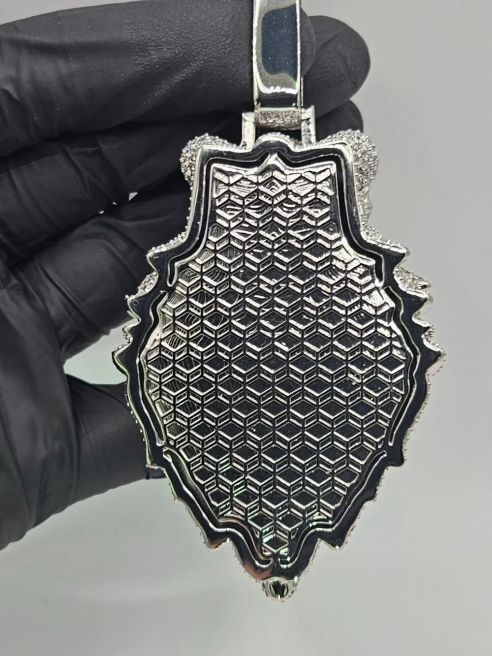 18K White Gold Filled AAA CZ Roaring Lion Pendant
